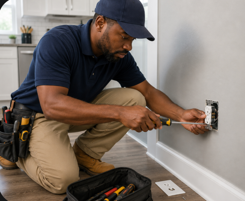 Quinton's technician installing a door frame