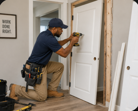 Quinton's technician replacing an electrical outlet